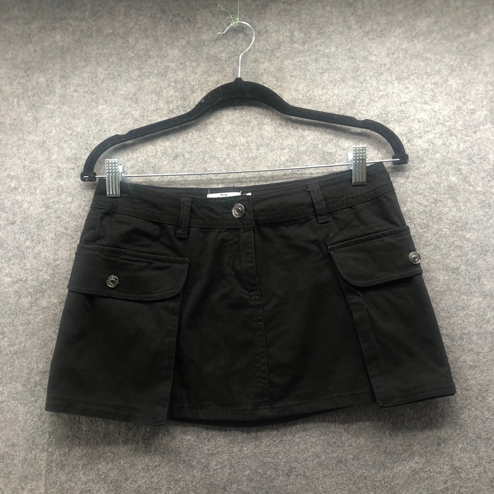 Refuge Black Cargo Mid / Low Rise Mini Skirt Size S Utility Y2K Style Grunge